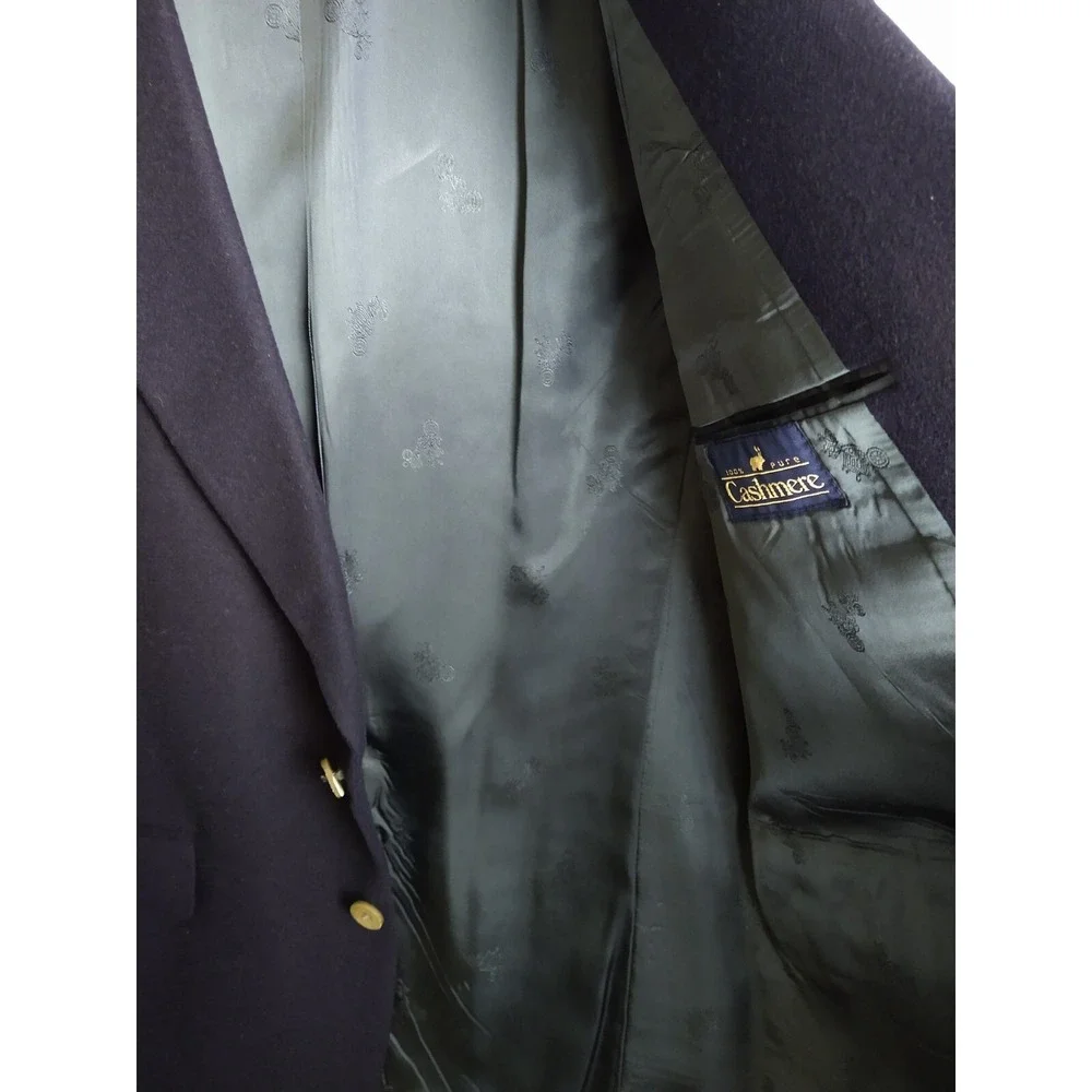 Bill Blass 42R Navy 2 Button 100% CASHMERE Lined Sport Coat Blazer Jacket Mens